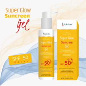 Fairvibe Superglow Sunscreen gel | Oil free | Transparent gel in water base | SPF 50 | PA++++ | Anti-pollution & Silicone based| Enriched with Vit C & E, Hyaluronic acid