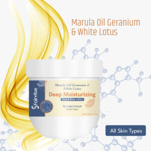 Fairvibe Daily Deep Moisturising Face & body lotion | Glow, Hydrates, Nourishes & Repairs Skin| Enriched with Marula oil, Geranium, Hyaluronic acid & White lotus