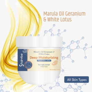 Fairvibe Daily Deep Moisturising Face & body lotion | Glow, Hydrates, Nourishes & Repairs Skin| Enriched with Marula oil, Geranium, Hyaluronic acid & White lotus
