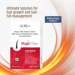 Hairvibe Advance Hair growth Tablet| Reduces Hairfall & stimulates hair growth| Enriched with Bacopin, Shoden, Biotin, Calcium Pantothenate, Iron, Copper & Niacinamide, 30 tablets